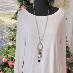 Vintage Long Necklace with Tassels and Beads
